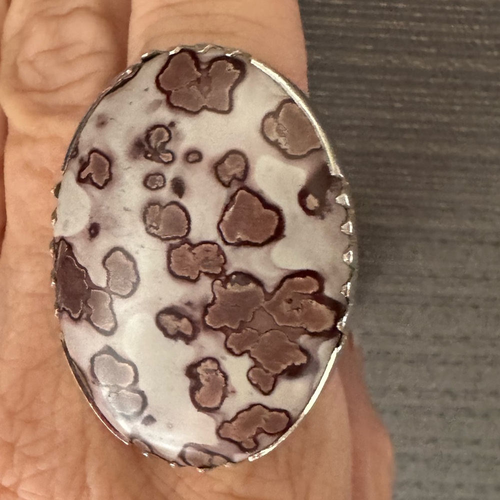 Coffee bean jasper and sterling silver ring